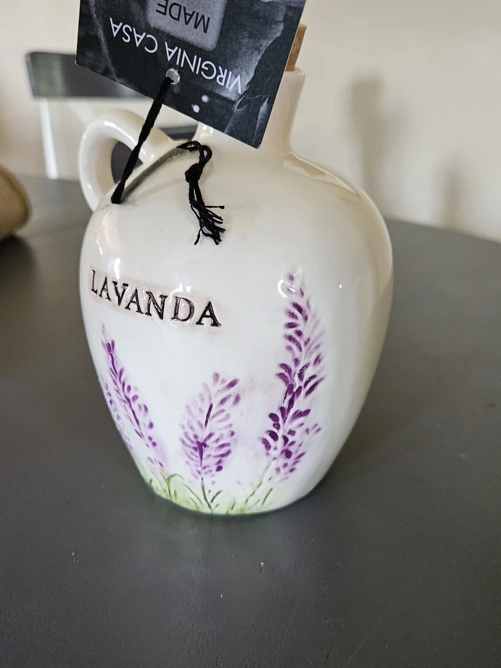 Virginia Casa Lavanda Ceramic Lavender Oil Bottle with Cork Handmade In Italy